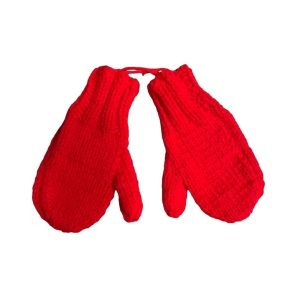 ⭐️ NWOT Hand-knitted kids red mittens